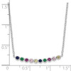 Rhodium-plated Sterling Silver Polished Multi-color CZ Bar Necklace