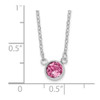 Sterling Silver Rhodium-plated Pink Crystal Bezel 18.5in Necklace