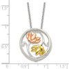 Sterling Silver Rose-tone & Gold-tone Polished Floral Necklace