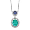 Rhodium-plated Sterling Silver CZ Glass Stone Dangle Pendant Necklace QG6159-18