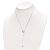 Sterling Silver Rhodium-plated Simulated Pearl Heart 2-Piece Necklace