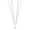 Sterling Silver Multi Strand CZ and Simulated Pearl Necklace