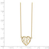 14k Yellow Gold Polished Satin and Diamond-cut Heart 18in Necklace