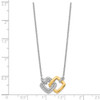 14k Two-tone Gold Polished Diamond Double Square 18in Necklace