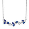 14k White Gold Sapphire and Diamond 18in. Floral Bar Necklace