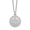 Rhodium-plated Sterling Silver Polished CZ Cross Necklace QG6059-18