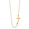 14k Yellow Gold Large Sideways Curved Cross Necklace