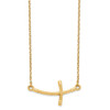 14k Yellow Gold Large Sideways Curved Twist Cross Necklace