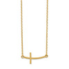 14k Yellow Gold Sideways Curved Textured Cross Necklace