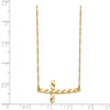 14k Yellow Gold Polished Twisted Sideways Cross 17 inch Necklace