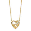 14k Yellow Gold Heart with Flowers & CZ with 2IN EXT Necklace