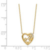 14k Yellow Gold Heart with Flowers & CZ with 2IN EXT Necklace