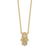 14k Yellow Gold Hamsa CZ with 2IN EXT Necklace