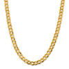 24" 14k Yellow Gold 9.4mm Lightweight Flat Cuban Chain Necklace