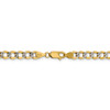18" 14k Yellow Gold 5.2mm Semi-solid w/ Rhodium-plating Pave Curb Chain Necklace
