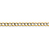 18" 14k Yellow Gold 5.2mm Semi-solid w/ Rhodium-plating Pave Curb Chain Necklace