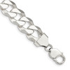 8" Sterling Silver 14mm Beveled Curb Chain Bracelet