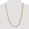 26" 14k Yellow Gold 7.3mm Semi-Solid Figaro Chain Necklace