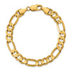 9" 14k Yellow Gold 8.75mm Concave Open Figaro Chain Bracelet