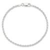 9" Sterling Silver 2.25mm Diamond-cut Rope Chain Anklet