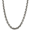 20" Sterling Silver Antiqued 8.6mm Diamond-cut Elongated Open Link Chain Necklace
