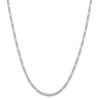 16" Sterling Silver 3mm Pave Flat Figaro Chain Necklace