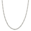 16" Sterling Silver 4mm Pave Flat Figaro Chain Necklace