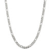 16" Sterling Silver 5.5mm Pave Flat Figaro Chain Necklace