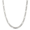 24" Sterling Silver 7mm Pave Flat Figaro Chain Necklace