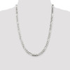 24" Sterling Silver 7mm Pave Flat Figaro Chain Necklace