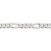 26" Sterling Silver 9.5mm Pave Flat Figaro Chain Necklace