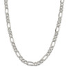 26" Sterling Silver 9.5mm Pave Flat Figaro Chain Necklace