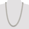26" Sterling Silver 10.5mm Domed w/ Side Diamond-cut Curb Chain Necklace