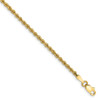 9" 14k Yellow Gold 2.25mm Regular Rope Chain Anklet