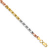 7" 14k Tri-color Gold 4mm Diamond-cut Rope Chain Bracelet