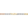 7" 14k Tri-color Gold 4mm Diamond-cut Rope Chain Bracelet