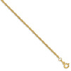 10" 14k Yellow Gold 1.4mm Singapore Chain Anklet