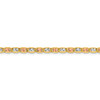 8" 14k Tri-color Gold 3.8mm Rose & White Rhodium-plating Pave Valentino Chain Bracelet