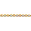 7" 14k Tri-color Gold 4.65mm Rose & White Rhodium-plating Pave Valentino Chain Bracelet