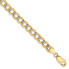 7" 14k Yellow Gold 5.2mm Semi-solid w/ Rhodium-plating Pave Curb Chain Bracelet