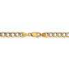 7" 14k Yellow Gold 5.2mm Semi-solid w/ Rhodium-plating Pave Curb Chain Bracelet