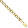8" 14k Yellow Gold 5.2mm Semi-solid w/ Rhodium-plating Pave Curb Chain Bracelet
