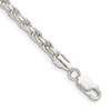 8" Sterling Silver 3.5mm Diamond-cut Rope Chain Bracelet