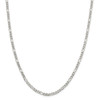 30" Sterling Silver 4mm Pave Flat Figaro Chain Necklace