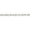 22" Sterling Silver 4.75mm Pave Flat Figaro Chain Necklace