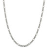 22" Sterling Silver 4.75mm Pave Flat Figaro Chain Necklace