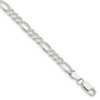 8" Sterling Silver 4.75mm Pave Flat Figaro Chain Bracelet