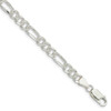 8" Sterling Silver 5.5mm Pave Flat Figaro Chain Bracelet