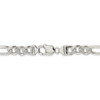 8" Sterling Silver 9.5mm Pave Flat Figaro Chain Bracelet
