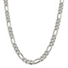 22" Sterling Silver 10.5mm Pave Flat Figaro Chain Necklace